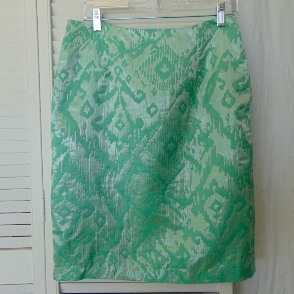 Sunny Leigh mint julep abstract pattern skirt